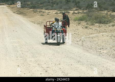 Kenya, countryside - October 28, 2017: motorcycle in the kenyan countryside Stock Photo