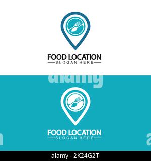Modèle de conception du logo de l'emplacement des aliments Illustration de Vecteur