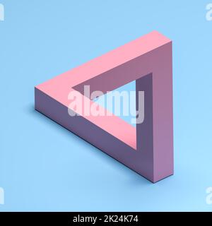 Optical Illusion or paradox called "The Penrose triangle" or Penrose tribar. The impossible tribar is a triangular impossible object, an optical illus Banque D'Images
