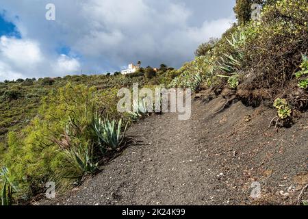 Paysage volcanique du cratère de Caldera de Bandama avec sentier de randonnée circulaire. Gran Canaria, Espagne en Europe Banque D'Images