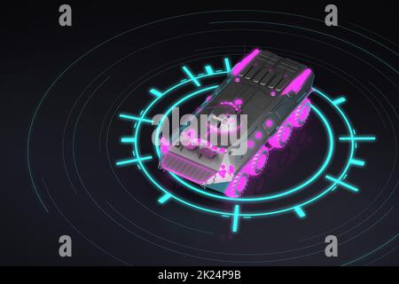 conditional military armored personnel carrier with highlighted details. 3d rendering Banque D'Images