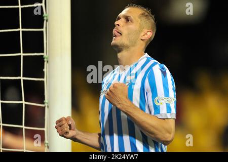 Mattia Finotto joueur de SPAL, pendant le match de la ligue italienne de la série B entre Benevento vs résultat final SPAL, Benevento 1, SPAL 2, match de jeu Banque D'Images