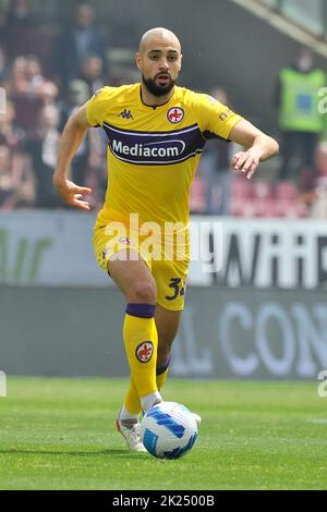 Sofyan Amrabas joueur de Fiorentina, pendant le match de la Serie italienne Une ligue entre Salernitana vs Fiorentina résultat final, Salernitana 2, FiO Banque D'Images