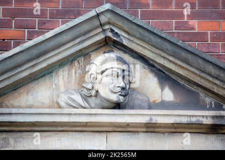 Copenhague; Danemark - 22 juin 2019 : relief de la façade du bâtiment historique du Ministère des Finances. Il est situé à côté du palais de Christiansborg, TH Banque D'Images