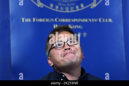 Le président de l'Association des journalistes de Hong Kong Ronson Chan Ron-Sing participe à un déjeuner-débat au Foreign Corintiméss' Club (FCC) de Hong Kong au Central. 23MAY22 SCMP / Sam Tsang Banque D'Images