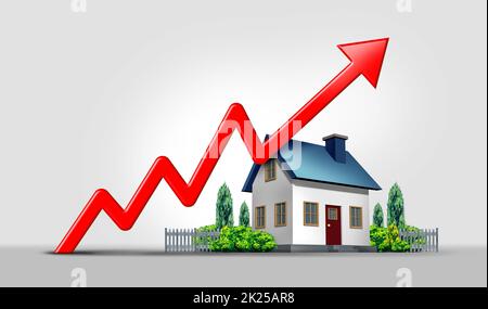 La hausse des taux d'intérêt et des prix des maisons hypothécaires augmente à mesure que les coûts d'emprunt immobiliers augmentent en raison de l'inflation et de la crise financière concept de maison. Banque D'Images