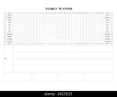 Calendrier annuel calendrier 2022 calendrier avec cellules vides à écrire. Liste des tâches. Banque D'Images