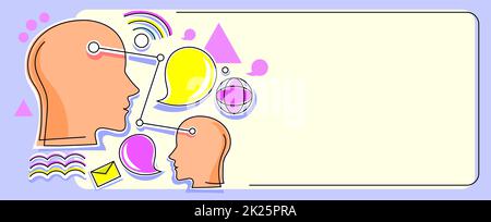 Plusieurs têtes avec COGS montrant des idées technologiques.Gears in Brain Symbols Design Affichage d'une idée mécanique et technique. Banque D'Images