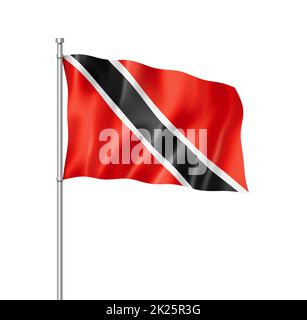 Drapeau de Trinité-et-Tobago isolé sur blanc Banque D'Images