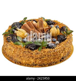 Gâteau de fête avec noix et caramel salé Banque D'Images