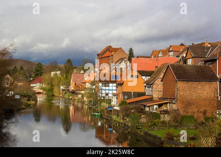 La ville de Bad Sooden-Allendorf dans la vallée de Werra en Allemagne Banque D'Images