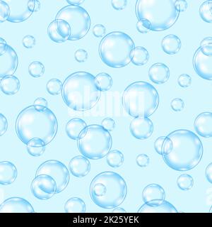 Cercle de bulles de savon motif sur fond bleu.Texture sans couture Banque D'Images