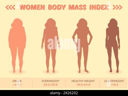 Infographie médicale sur le vecteur de l'indice de masse corporelle chez la femme Banque D'Images