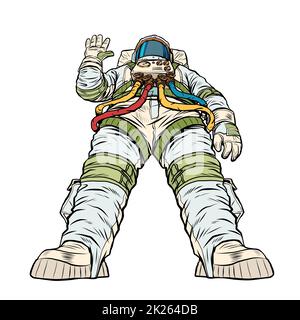 Un astronaute géant dans une posture majestueuse.Exploration spatiale, héros de l'univers Banque D'Images