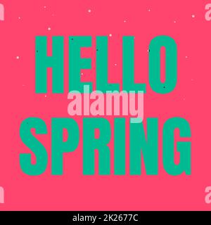 Écriture affichant du texte Hello Spring. Business concept accueillant la saison après l'hiver floraison de fleurs Line Illustrated Backgrounds avec diverses formes et couleurs. Banque D'Images