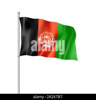 Drapeau afghan isolé sur blanc Banque D'Images