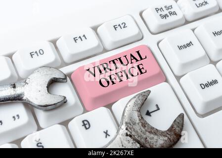 Légende conceptuelle Bureau virtuel. Vue d'ensemble de l'entreprise domaine opérationnel de toute entreprise ou organisation création virtuelle d'un nouveau guide de programmation, saisie des codes source du programme Banque D'Images