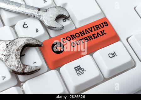 Écriture affichant le texte épidémie de coronavirus. Aperçu de l'entreprise maladie infectieuse causée par une découverte récente COVID19 connexion avec des amis en ligne, faire des connaissances sur Internet Banque D'Images