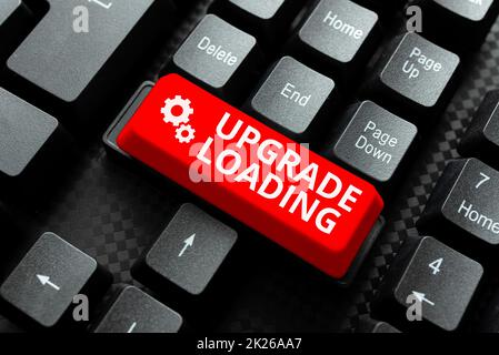 Inspiration montrant le panneau de mise à niveau chargement. Concept Internet avancement des applications vers des outils plus améliorés taper descriptions d'images et mots-clés, entrer dans un nouveau site Internet Banque D'Images