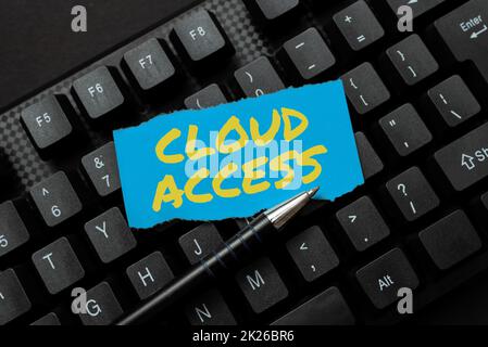 Écriture du texte affichant Cloud Access. Mot écrit sur l'outil logiciel entre l'organisation et le fournisseur Word Processing Program Ideas, Logging Programming Updates concept Banque D'Images