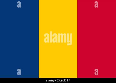 Drapeau tchad illustration fond grand fichier bleu jaune rouge Banque D'Images