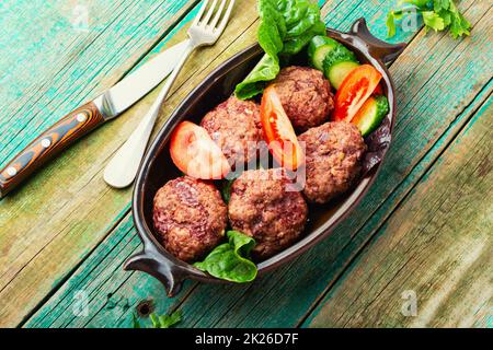 Boulettes de viande cuites à la vapeur Banque D'Images