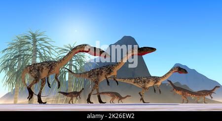 Coelophysis Hunting Party Banque D'Images