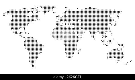 Carte du monde avec petits points noirs Banque D'Images