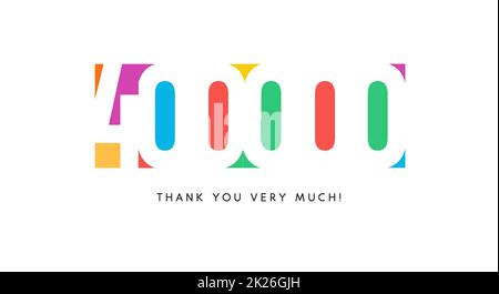 Quatre cent mille abonnés baner. Logo en couleur pour l'anniversaire. Banque D'Images
