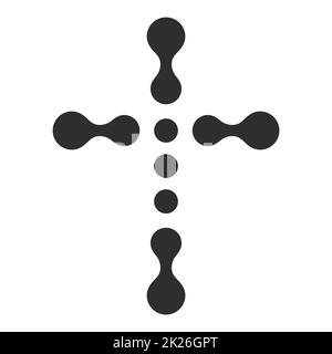 Symbole chrétien, points de connexion noire croix. Logo de l'église modèle. Vector illustration isolé. Banque D'Images