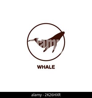 Baleine vectorielles dans un cercle d'un logo. Image créature de l'océan. Les baleines du monde jour signe. Symbole de mammifères. Illustration des animaux. L'élément eau. Banque D'Images