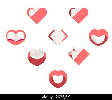 Vecteur rouge coeurs ensemble. Collection d'images d'amour. Valentines St. Banque D'Images