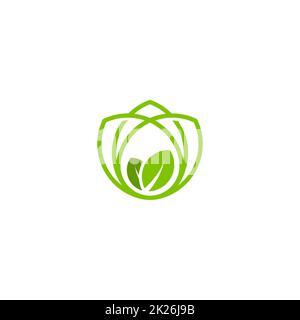 Design moderne profilée feuille vectorielles logo. Lineart label biologique. L'icône vert jardin, produits de la Nature. Eco cosmetics signe. Mode de vie sain. Banque D'Images