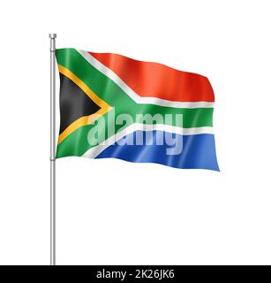 Drapeau sud-africain isolé sur blanc Banque D'Images