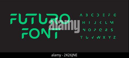 Futurs caractères alphabétiques. Lettres futuristes et science-fiction minimales. Design typographique d'espace intelligent pour la technologie IL conpany logo, affichage numérique graphique, innovation science texte. Jeu de caractères vectoriel Banque D'Images