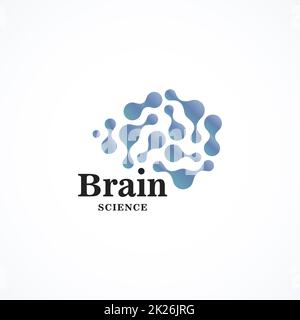 Forme ronde couleur icône vecteur. Logo du cerveau créatif modèle. La technologie science ronde logotype. Style simple signe. Symbole abstrait bleu. Vector illustration isolé sur fond blanc. Banque D'Images