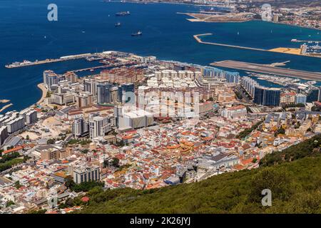 Gibraltar vue depuis le haut du Rocher Banque D'Images