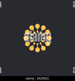 Vector isolated logo sun modèle. Résumé Points symbole. Round forme inhabituelle. Banque D'Images