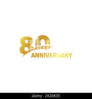 Résumé isolés 80e anniversaire d'or logo sur fond blanc. Numéro 80 logotype. Célébration du jubilé 80 ans icône. 80e anniversaire de l'emblème. Vector illustration. Banque D'Images