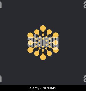 Vector isolated logo sun modèle. Résumé Points symbole. Round forme inhabituelle. Banque D'Images