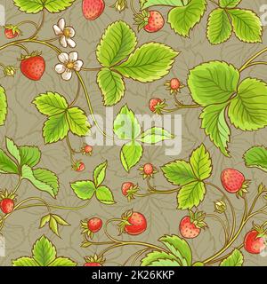 motif sans couture à motif fraise vectoriel Banque D'Images
