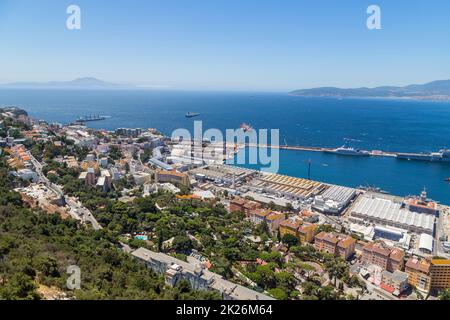 Gibraltar vue depuis le haut du Rocher Banque D'Images