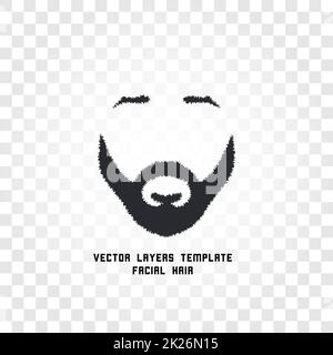 Face isolé avec moustache et barbe logo Vector. Les hommes de coiffure pour emblème. Banque D'Images