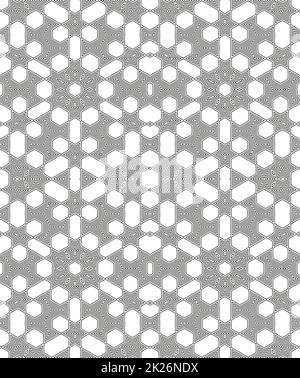 Motif linéaire ornemental. Illustration vectorielle détaillée. Texture noir et blanc sans couture. Élément de conception Mandala. Banque D'Images