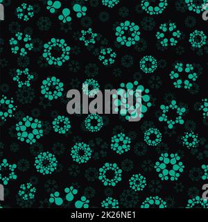 Motif abstrait sans couture à cercles inhabituel. Arrière-plan de formes rondes reproductibles isolées par vecteur. Fond d'écran futuriste à motif de points métallabides. Banque D'Images