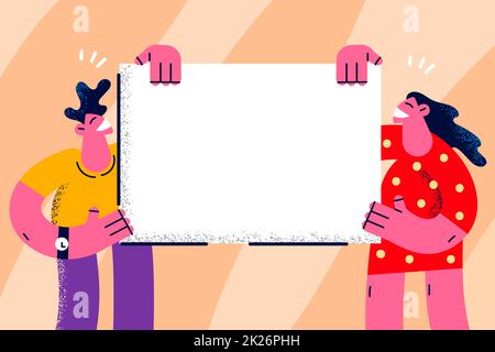 Les personnes détiennent un espace de copie vide Banque D'Images