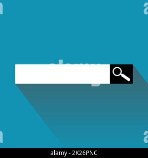 Barre de recherche sur fond bleu avec loupe Banque D'Images