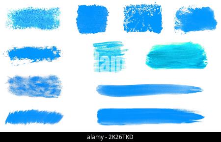 Rayures bleues peintes à la main avec un pinceau Banque D'Images