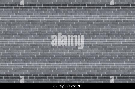 Arrière-plan en brique grise, espace de copie mis en évidence par deux bandes de brique noire. 3d rendu de l'image d'un mur de briques texturées identiques pour la conception. Banque D'Images
