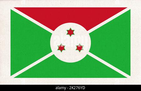 Drapeau du Burundi sur la surface du tissu. Symbole national Banque D'Images